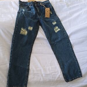 Boy's Distressed Blue Jeans
